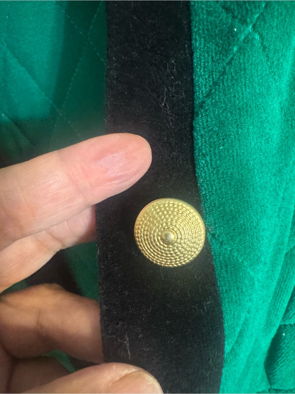 Charter Club Emerald Green Quilted Jacket with Black Trim - Picture 4 of 6